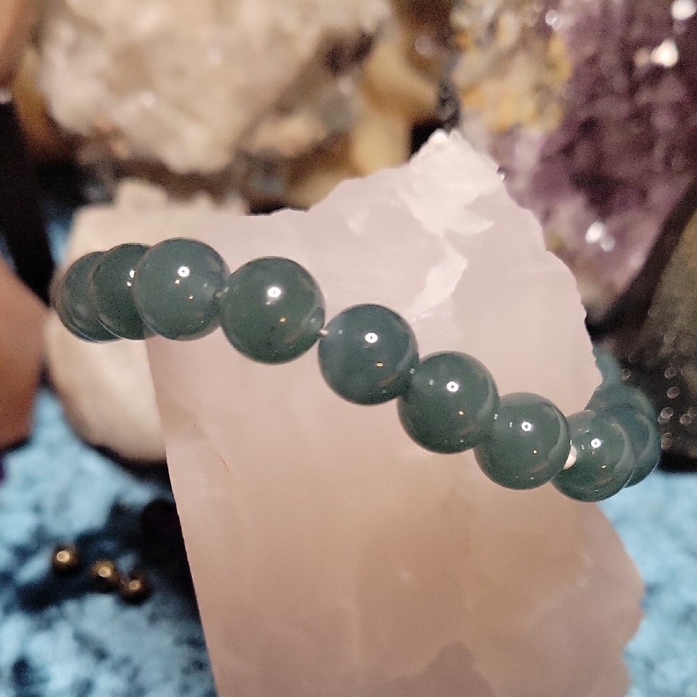 Exquisite HQ Blue Water Guatemalan Jade w/Mother Of Pearl Bracelet